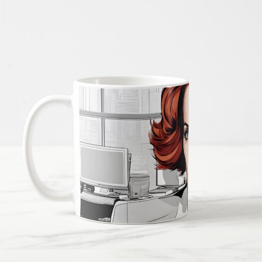 Mug Beauté jeune roussot en bureau (Gauche)