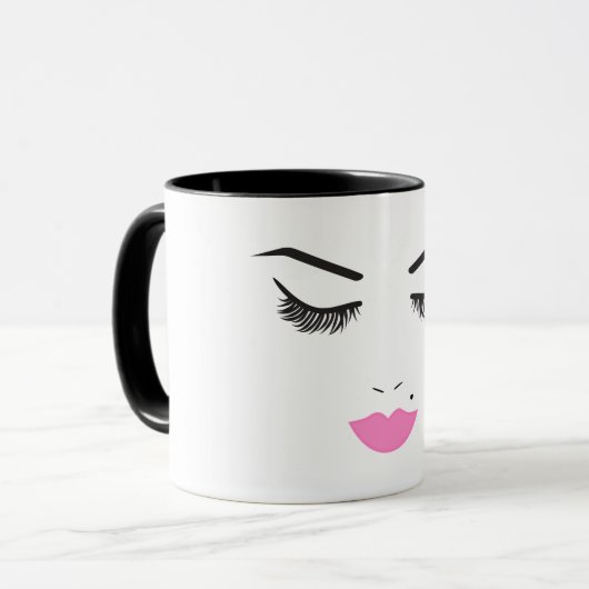 Mug Beauté Maquillage Visage Lashes & Lèvres Roses Sal (Devant gauche)