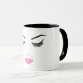 Mug Beauté Maquillage Visage Lashes & Lèvres Roses Sal (Devant droit)