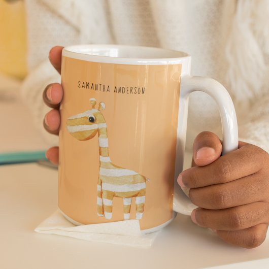 Mug Beauté Moderne Giraffe Orange Avec Nom