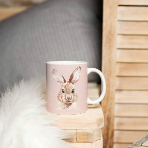 Mug Beauté moderne Pastel Rose Aquarelle Bunny Lovely