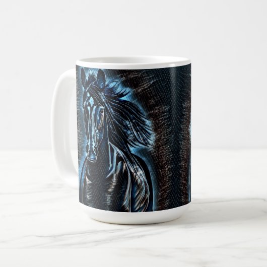 Mug Beauté occidentale Wild Mustang Blue Tones (Devant gauche)
