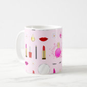 Mug Beauté rose et motif de maquillage (Devant gauche)