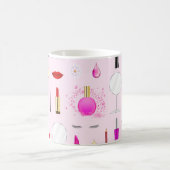 Mug Beauté rose et motif de maquillage (Centre)