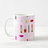 Mug Beauté rose et motif de maquillage (Gauche)