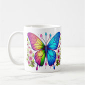 Mug Beauté symétrique : Papillon rose et bleu avec (Gauche)