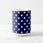 Mug Beautiful Dark Blue And Stylish White Polka Dots (Centre)