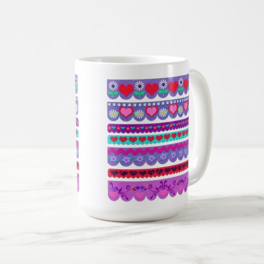 Mug Beautiful Felt Style Valentine's Day Borders (Devant droit)