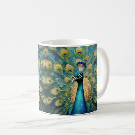 Mug Beautiful Green and blue Peacock (Devant droit)
