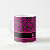 Mug Beautiful Hot Pink Roses Custom Name Monogram Gift (Devant gauche)