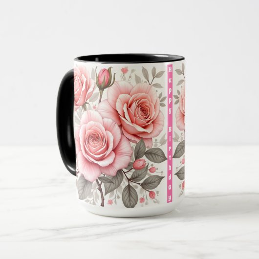 Mug Beautiful Pink Roses Luxury Popular Collection (Devant gauche)