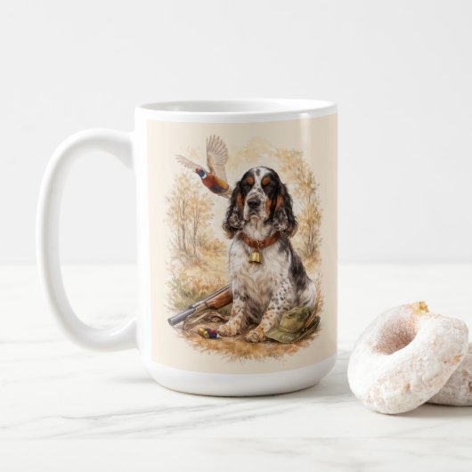 Mug Beautiful Setter with Pheasants , Art (Avec donut)