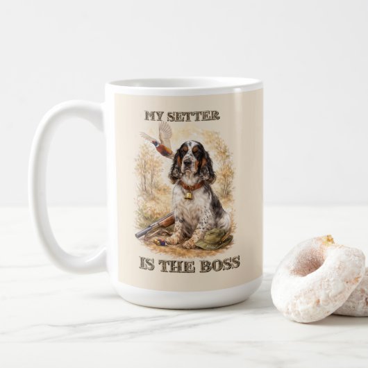 Mug Beautiful Setter with Pheasants , Art (Avec donut)