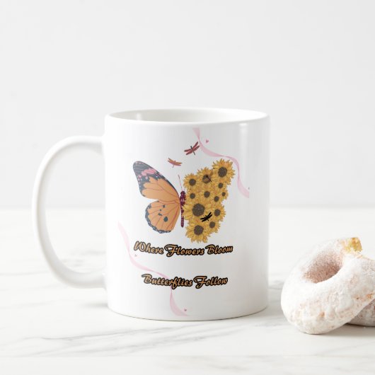 Mug "Beauty of Nature: Where Flowers Bloom and Butterf (Avec donut)