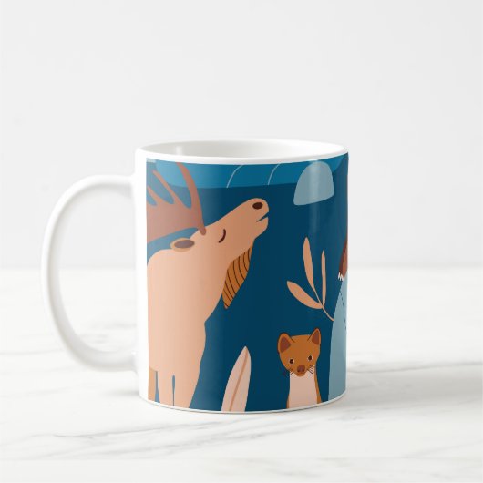 Mug Beaux animaux de la forêt, design foncé sans soudu (Gauche)