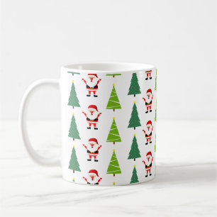 Mug Beaux arbres de Noël et Motif du Père Noël Blanc
