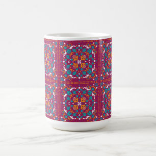 Mug 🤩 Beaux azulejos bordeaux et turquoise,  