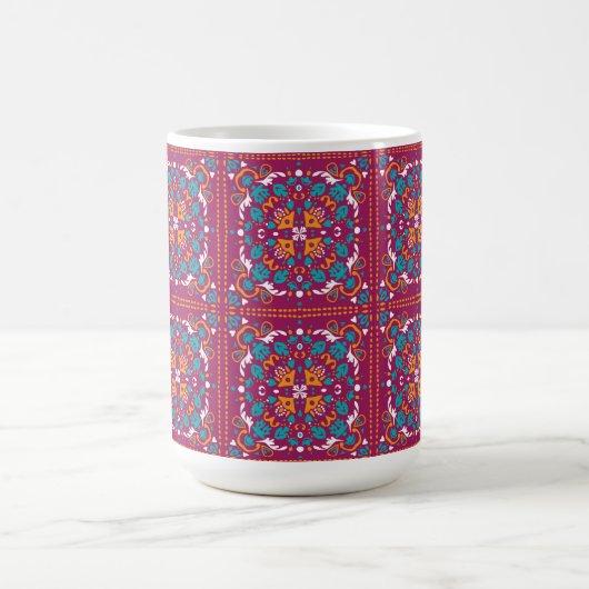 Mug 🤩 Beaux azulejos bordeaux et turquoise,   (Centre)