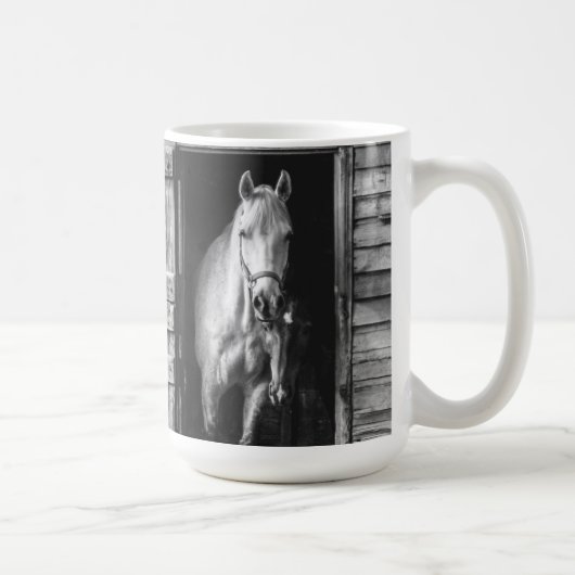 Mug Beaux chevaux & Grange Noir et blanc (Droite)