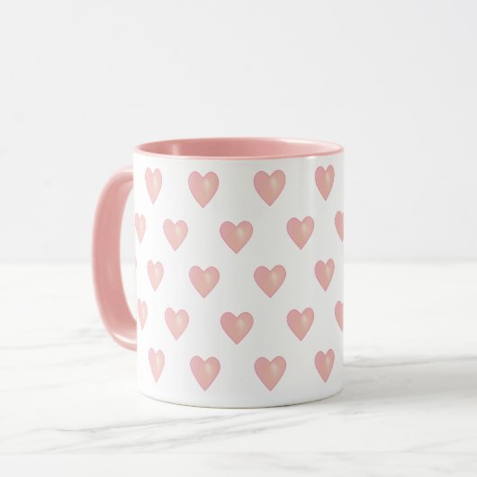 Mug Beaux Coeurs roses sur Blanc (Devant gauche)
