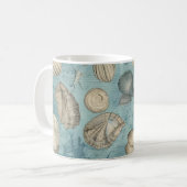 Mug Beaux Coquillages Vintages En Bleu (Devant gauche)