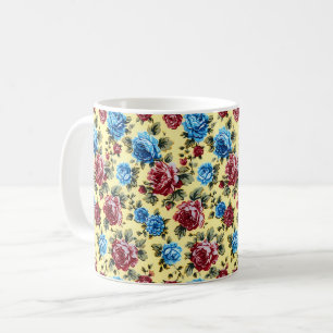 Mug Beaux Fleurs Romantiques de Printemps Rouge Bleu F