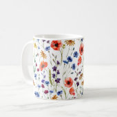 Mug Beaux fleurs sauvages, aquarelle, pavot, fleur de  (Devant gauche)