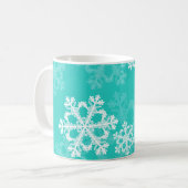Mug Beaux flocons de Noël turquoise et blanche (Devant gauche)