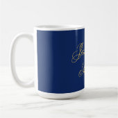 Mug Beaux Noms De Couple Calligraphie Chic Bleu & Or (Gauche)
