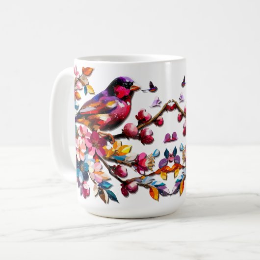 Mug Beaux Oiseaux Colorés En Boho D'Été (Devant gauche)