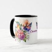 Mug Beaux Oiseaux de Humming en Fleurs (Devant gauche)