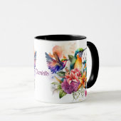 Mug Beaux Oiseaux de Humming en Fleurs (Devant droit)