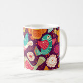Mug Beaux oiseaux, fleurs, affiche artistique (Devant droit)