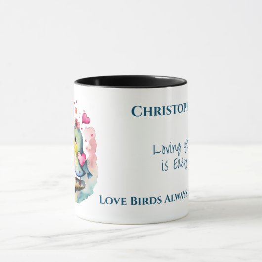 Mug Beaux oiseaux qui vous aiment nom personnalisé ble (Centre)