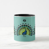 Mug Beaux Peacocks Pleine Gloire Avec Nom Monogramme (Centre)