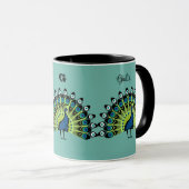 Mug Beaux Peacocks Pleine Gloire Avec Nom Monogramme (Devant droit)