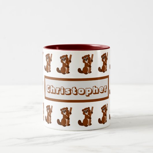 Mug Beaver Design Tweekleurige Koffiemok (Center)