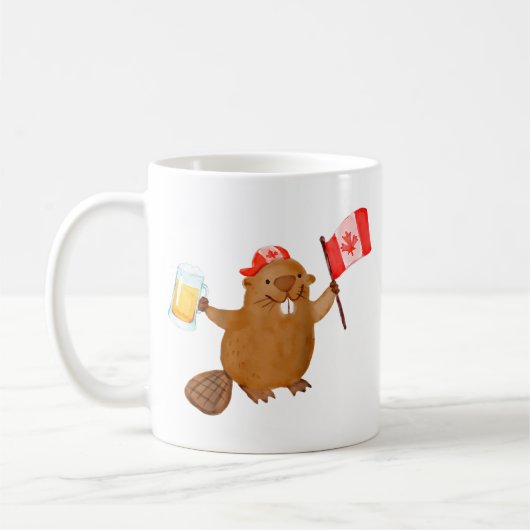 Mug Beaver Holding Canada Drapeau Beer Raglan Baseball (Gauche)