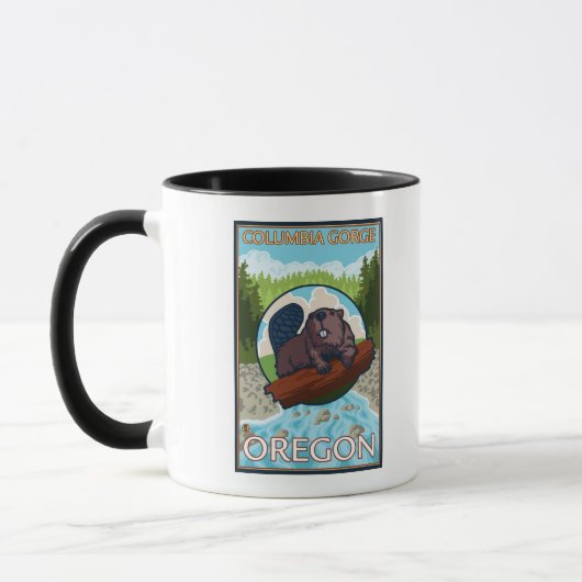 Mug Beaver & River - Columbia Gorge, Oregon (Gauche)