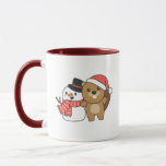 Mug Beaver With Snowman In Winter At Christmas<br><div class="desc">Beaver with a snowman in winter for christmas - a snowman for winter and christmas. A winter greeting in the cold season for the holidays. Christmas beaver with snowman.</div>
