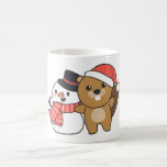 Mug Beaver With Snowman In Winter At Christmas<br><div class="desc">Beaver with a snowman in winter for christmas - a snowman for winter and christmas. A winter greeting in the cold season for the holidays. Christmas beaver with snowman.</div>