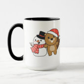 Mug Beaver With Snowman In Winter At Christmas (Gauche)