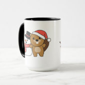 Mug Beaver With Snowman In Winter At Christmas (Devant gauche)