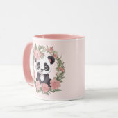Mug Bébé adorable Panda Ours avec fleurs (Devant gauche)