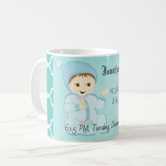 Mug Bébé bébé garçon en bleu avec fleurs (Devant gauche)