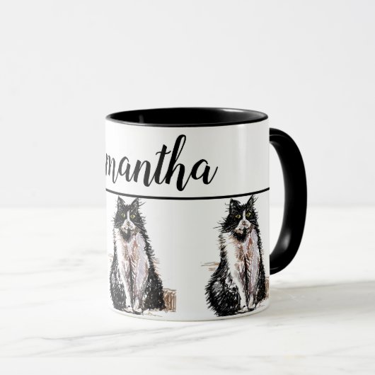 Mug Bébé Black Blanc Tuxedo chat Chats Whimsical Art M (Devant droit)