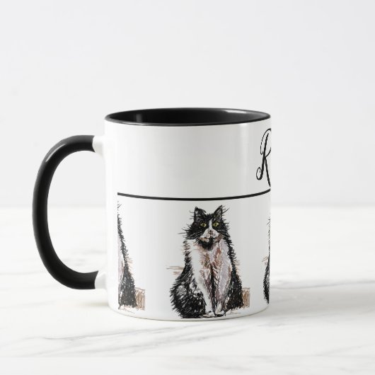 Mug Bébé Black Blanc Tuxedo chat Chats Whimsical Art M (Gauche)