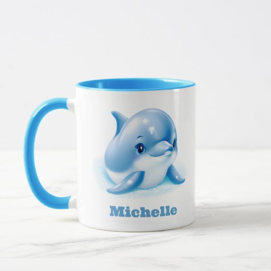 Mug Bébé bleu adorable Dauphin (Gauche)