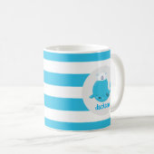 Mug Bébé bleu baleine de plage ajouter nom monogramme (Devant droit)