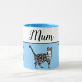 Mug Bébé Bleu Blanc Tabby chat Chats Whimsical maman (Centre)